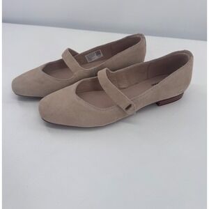 TOMS Bianca Mary Jane Flats Women Tan Suede Almond Toe  Shoes Sz 7.5